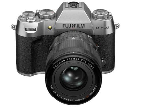 Fujifilm X-T50 Mirrorless Camera with XF16-50mm F2.8-4.8 R LM WR Lens - Charcoal Silver