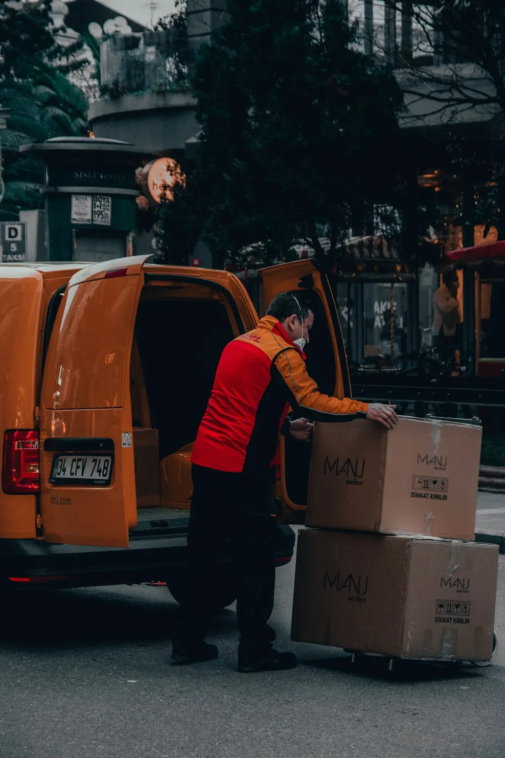 A parcel delivered to a doorstep